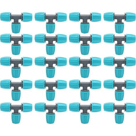 20 Stück T-Stücke mit Widerhaken, 16 mm Schlauchverbinder mit Widerhaken, Tropfbewässerungsarmaturen, Rohr-T-Stücke, 3-Wege-Adapter, Schlauchverbindungen für die Bewässerung von Garten- und Hofpflanze (1/4)