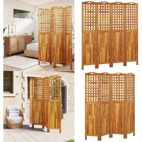 Cloison de séparation 4 panneaux 162x2x180 cm Bois d'acacia - Cloison De Séparation - Écran De Confidentialité - Cloison Amovible - Meuble De Rangement - Décoration Murale - Home & Living (1/5)