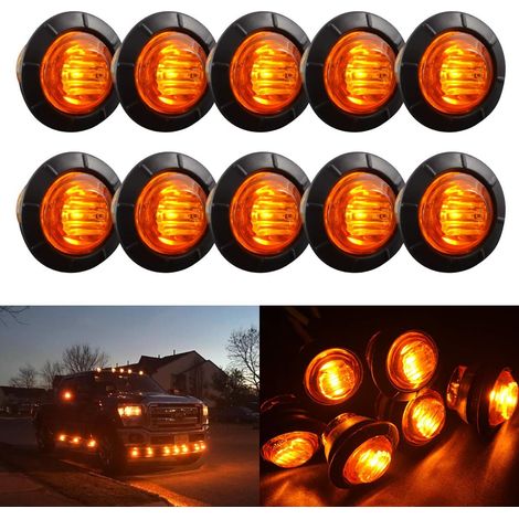 3/4 Pouce Ambre Jaune Rond LED Ampoules Indicateurs DC 12 V Voiture Tronc Feux Arrière Feu De Frein Marqueurs Latéraux Liquidation Feu De Repérage (Pack de 10)
