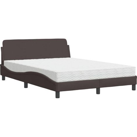 Maison Exclusive - Bett mit Matratze "Dover" Dunkelbraun 140x190 (1/5)