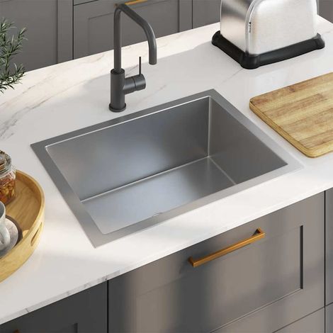 vidaXL Évier de cuisine fait à la main Acier inoxydable (1/5)