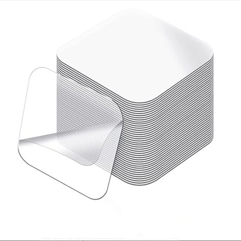 Ahlsen Doppelseitiges Montageband, 20er-Packung, Quadrate (2,36 Zoll 2,36 Zoll), Nano-Klebeband Stickies Doppelseitiges Klebeband, waschbares, entfernbares, transparentes Mehrzweck-Industrieklebeband (1/4)