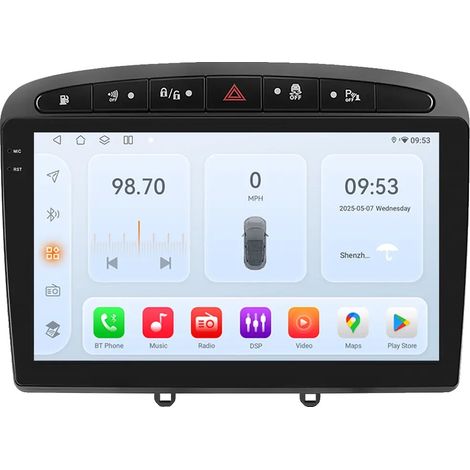 Lecteur multimédia de voiture, taille d'affichage, système de navigation, compatible avec Peugeot 308 308SW 408 RCZ, QS1 AHD (1/2)