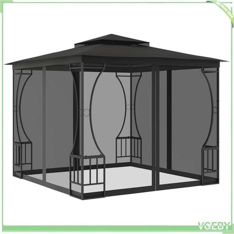 Tonnelle - FAFEICY - 48597 - 300x300x265 cm - Anthracite - Moustiquaire ventilée (1/5)