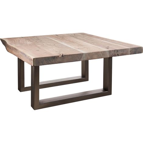 Table basse 90x90 Acacia brossé et laqué Natural stone FREEFORM 122 (1/3)