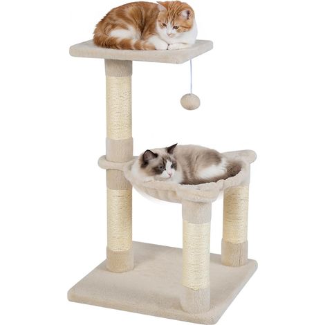COSTWAY Albero per Gatti 64 cm,Trespolo Superiore e Amaca Accogliente,Tiragraffi in Sisal Naturale