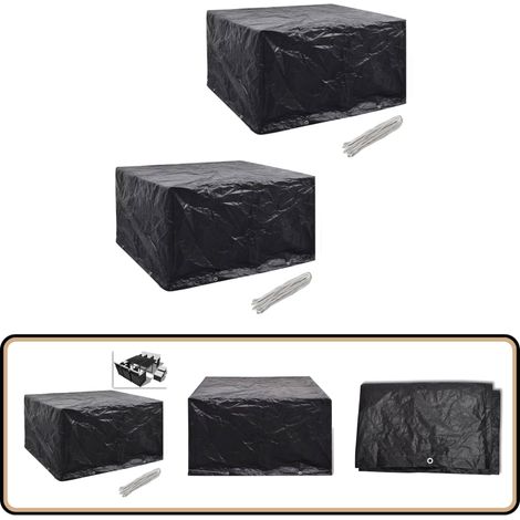 Gartenmöbel-Abdeckungen 2 Stk. 6 Personen Poly Rattan 8 Ösen - Gartenmöbelschutzhülle - Gartenmöbelabdeckung - Rattanmöbel Abdecken - Wetterfest - Uv-beständig