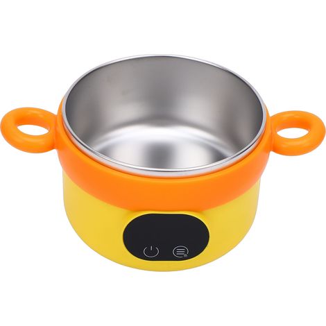 Boîte à déjeuner électrique en acier inoxydable 304, bol chauffe-plats isolé sans fil, grande capacité de 470ML, pas besoin d'eau, jaune (1/5)