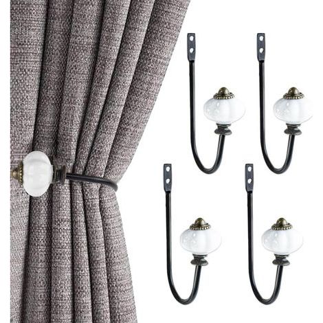 Stück Gardinenhaken, Vintage-Wandgardinenhalter, U-förmige Gardinenhalterungen, Metallgardinenhaken, vorgebohrte Gardinenhalter für Wohnzimmer, Schlafzimmer, Badezimmer, Küche (Schwarz) (1/5)