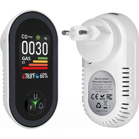 Detector de monóxido de carbono 4 en 1, detector de fugas de gas natural, alarma combinada de CO y combustible (GLP, metano, propano) (1/5)