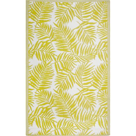 Alfombra de exterior reversible amarilla 120 x 180 cm con hojas de palmera Kota (1/5)