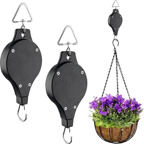 Crochet pour plantes - Support mural pour distributeur de mangeoires à oiseaux, pot de fleurs et cintre pour plantes - Cintres pour plantes - Crochets pour pots de fleurs en plastique - Lot de 2 (1/5)