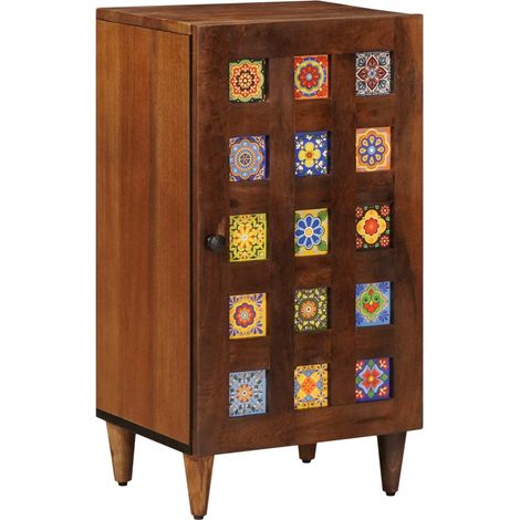 Sideboard mit Speicher Walnuss 40 x 33 x 75 cm Massivholz Mango vidaXL