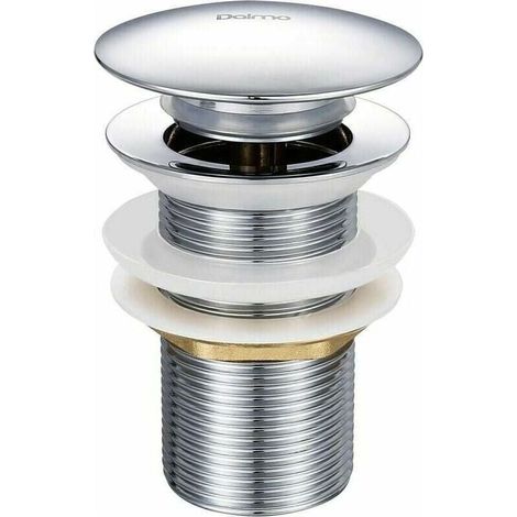 Bonde de lavabo pop-up sans trop-plein – Laiton chromé – Diamètre 66 mm – Hauteur 78 mm – Système bouton-poussoir pour vidage facile (1/5)