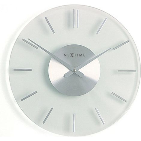 Horloge Murale Silencieuse Stripe en Verre Dépoli et Aluminium Transparent 26 cm - PANGIVO