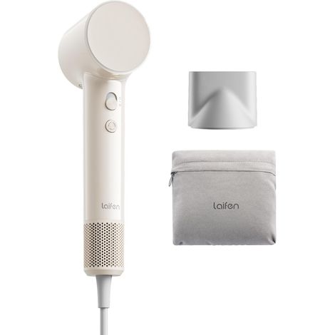 Secador de pelo de aire ultraligero 280 g, 200 millones de iones negativos, secado rápido en 3 min, silencioso 60 dB con modo niño y punta alisadora, ideal para viajar (té con leche beige) (1/5)