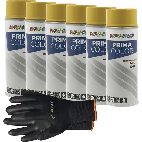 vasalat Dupli-Color Lackspray goldgelb glänzend RAL 1004 - Sprühlack für Metall, Kunststoff und Holz - wetterfeste Sprühfarbe für den Innen- und Außenbereich UV -beständig, 6 Stück