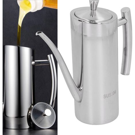 Pot à huile en acier inoxydable 304 anti-goutte et étanche, bouteille distributrice d'huile pour usage en cuisine (700 ml) (1/5)