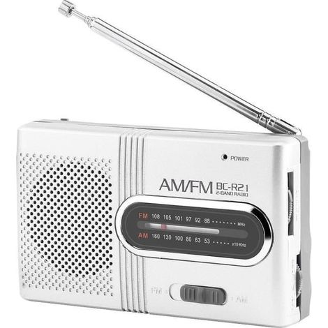 Radio portable AM FM, Lecteur de musique haut-parleur stéréo universel mini radio avec antenne télescopique-HEN (1/4)