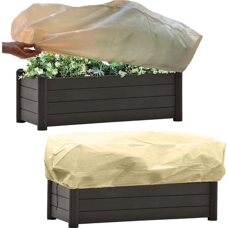 Cover Pour Bac À Fleurs Rectangulaire - Tissu Non Tissé - Protection Contre Vent Pluie Gel Soleil - Pour Balcon Patio Jardin Fenêtre - 100 cm ou 150 cm (1/5)
