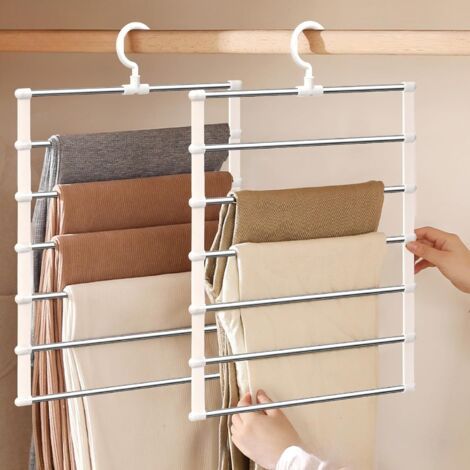 QORVA-Lot de 2 cintres pliables pour pantalons, gain de place dans la garde-robe, cintres pliables pour suspendre pantalons, jupes, foulards, cravates, cintres et draps