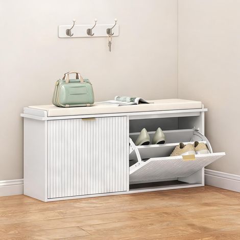 Console blanc en MDF 104 x 26 x 47,5 cm (1/5)