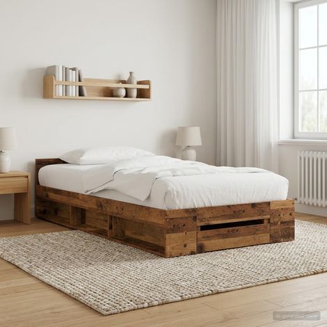 vidaXL Bed Frame with Storage Old Wood 80 x 200 cm Engineered Wood (1/5)