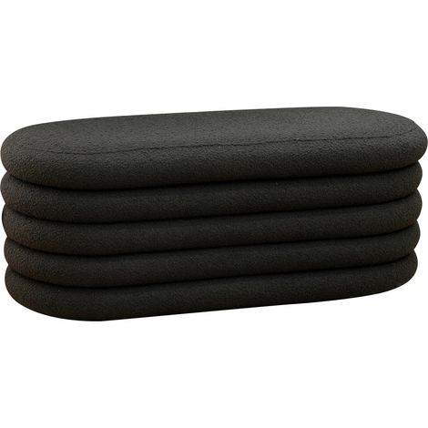 Banc de Bout de Lit Coffre de Rangement en Tissu Bouclé Anthracite Hauteur 42 cm - PANGIVO (1/5)