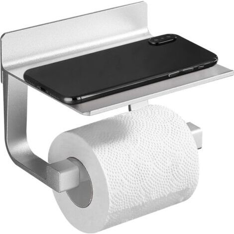 Porte Papier Toilette Derouleur Fort Porte-Papier Toilette, Auto-adhésif, Métal Argent (1/4)
