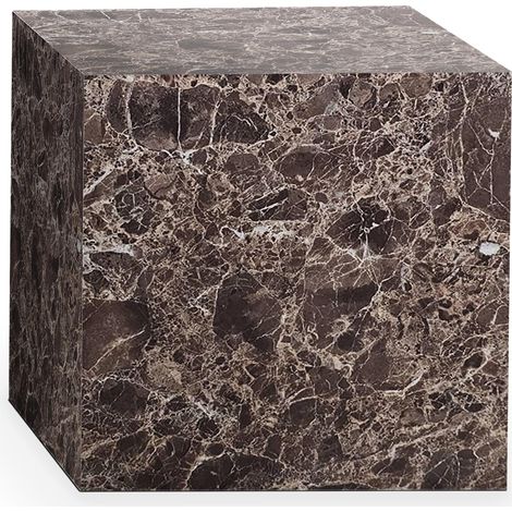 JASMIA - Table basse carré en marbre d'ingénierie marron (1/2)