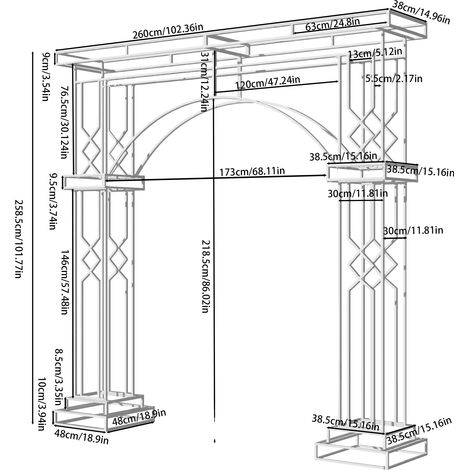 Arche de mariage, fer métallique, 260 cm x 258,5 cm, couleur (1/2)