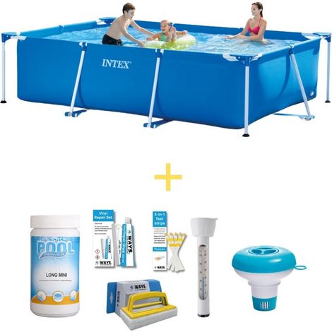 Intex – Piscine tubulaire rectangulaire 300x200x75 cm – Ensemble complet 7 pièces – Pour jardin et détente estivale
