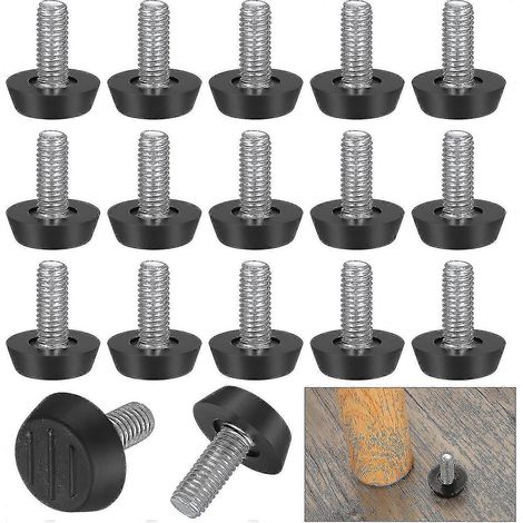 Lot de 22 pieds de nivellement réglables pour meubles, vis M8 x 20 mm, protection de sol, base ronde, vis pour pieds de chaise