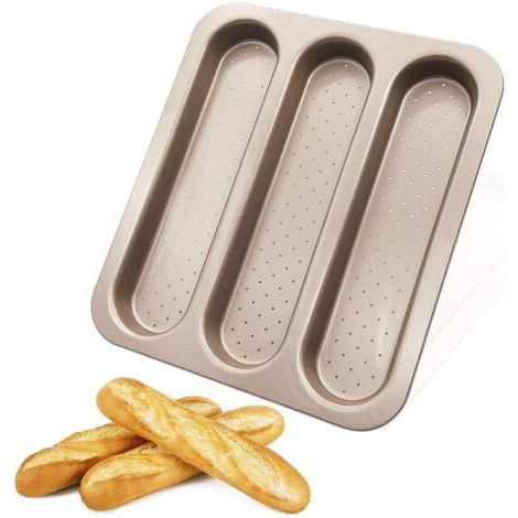 Pair Französische Baguette-Form, perforierte Baguettestangen, Baguetteform, 3er-Baguetteform, verdickter, antihaftbeschichteter Kohlenstoffstahl