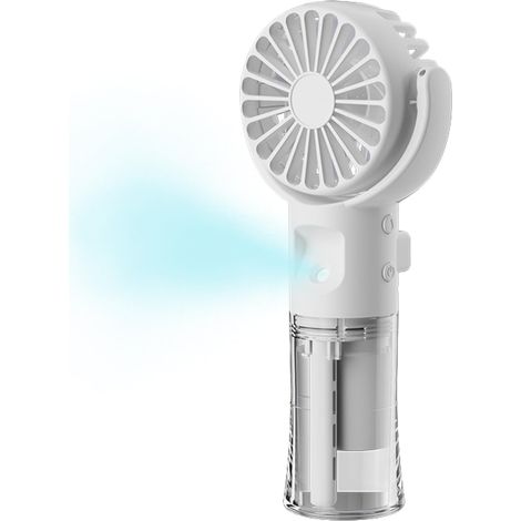 Brumisateur Eau Rose,Ventilateur Pulverisateur ,Ventilateur de Brumisation Portable Mini Transparent Ventilateur de Brouillard Pulvérisation Brumisateur Rechargeable Par USB avec ,Blanc (1/5)