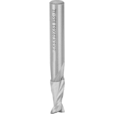 Fraise hélice 2 lèvres acier rapide HSS queue droite 8x8x19x63 pour défonçage CNC outillage quincaillerie (1/5)