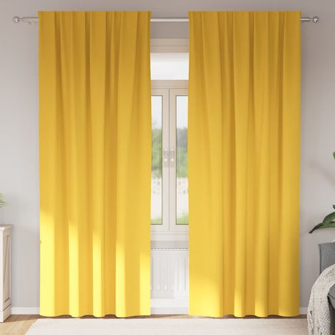 Verdunkelungs-Vorhänge mit Ringen 2 pcs Senfgelb 245 x 140 cm