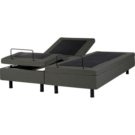 Cama articulada eléctrica moderna mando a distancia ajustable sin cabecero poliéster gris oscuro 160 x 200 cm Duke II