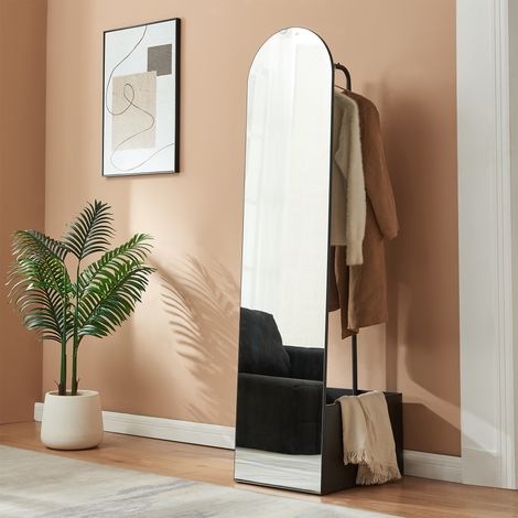 Garderobenspiegel 2-in-1 Kuonta 165x40x51 cm Schwarz [en.casa]
