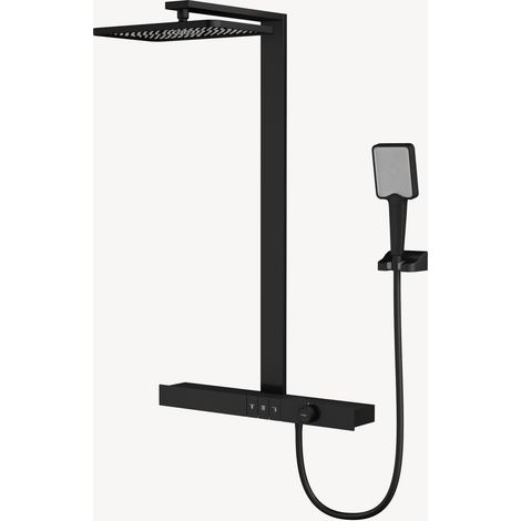 Columna de ducha termostática con repisa - Negro