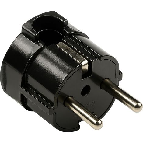 WEBMATEL Clavija Schuko Acodada Salida Lateral TT 16A 250V 4,8mm IP20 3,7kW Negro (1/5)