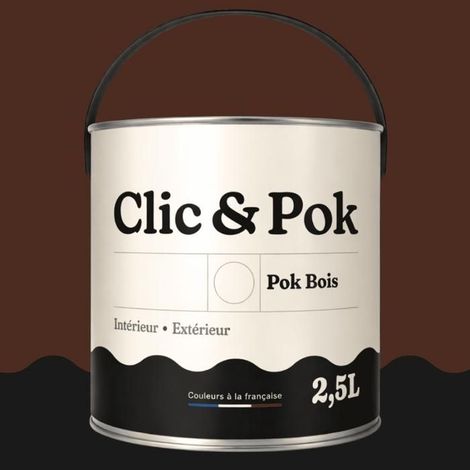 Peinture Bois Extérieur – POK BOIS - 2,5L - RAL 8016 - Brun acajou- Résistante aux intempéries - Ne s'écaille pas