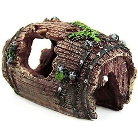Ornement pour aquarium en résine - Rouge - Barrel Cave - 9,5 x 7 x 5 cm (1/4)