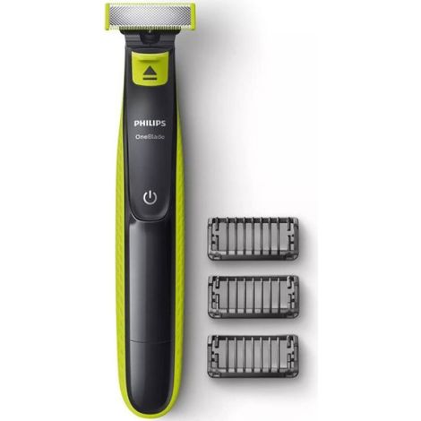 Philips – Tondeuse à barbe sans fil rechargeable – 3 attaches (1/3/5 mm) – Technologie OneBlade – Précision de coupe – Vert et noir