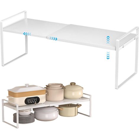 Étagère d'armoire extensible, étagère télescopique L : 35-65 cm l : 22 cm H : 25 cm empilable étagère de comptoir de cuisine étagère à épices pour armoire de cuisine et plans de travail, comptoirs (1/5)