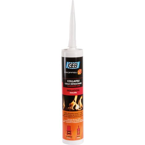 GEB – Colle réfractaire 310 ml – Fixation sur métal – Résistance jusqu'à 1500°C – Pour briques réfractaires et appareils de chauffage