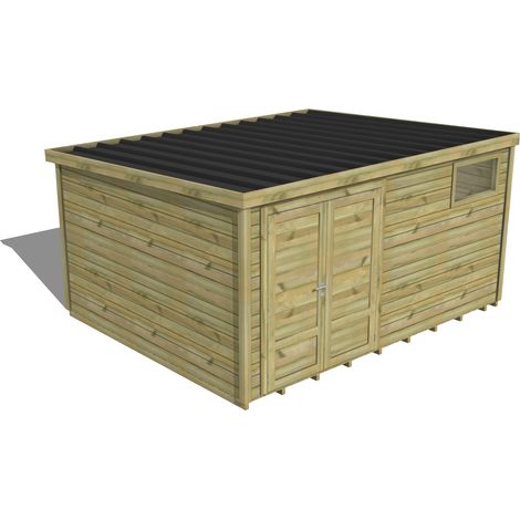 ABRI DE JARDIN bois traité 27mm, Essentiel, 4,3x3,4m, 15m2, Plancher (1/3)