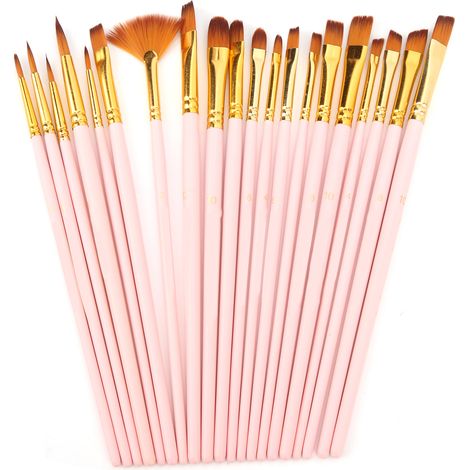 Paint Brush Sets Multimodal Nylon Hair 5 Different Types Oil Paint Brushes for Oil Watercolor Painting Gouaching GiftPink (1/5)