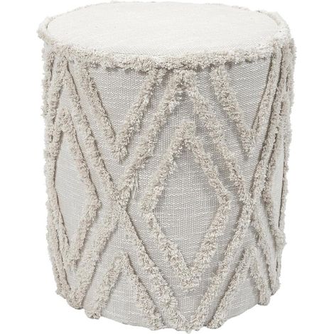 Pouf Effet Tissé "Mirage" 41cm Beige (1/2)