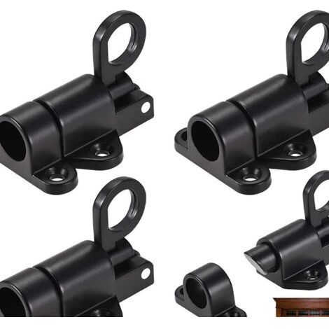 4pcs Verrouillage à ressort noir Verrouillage automatique avec vis et tournevis pour fenêtres Portes en bois Portes d'armoire (1/5)